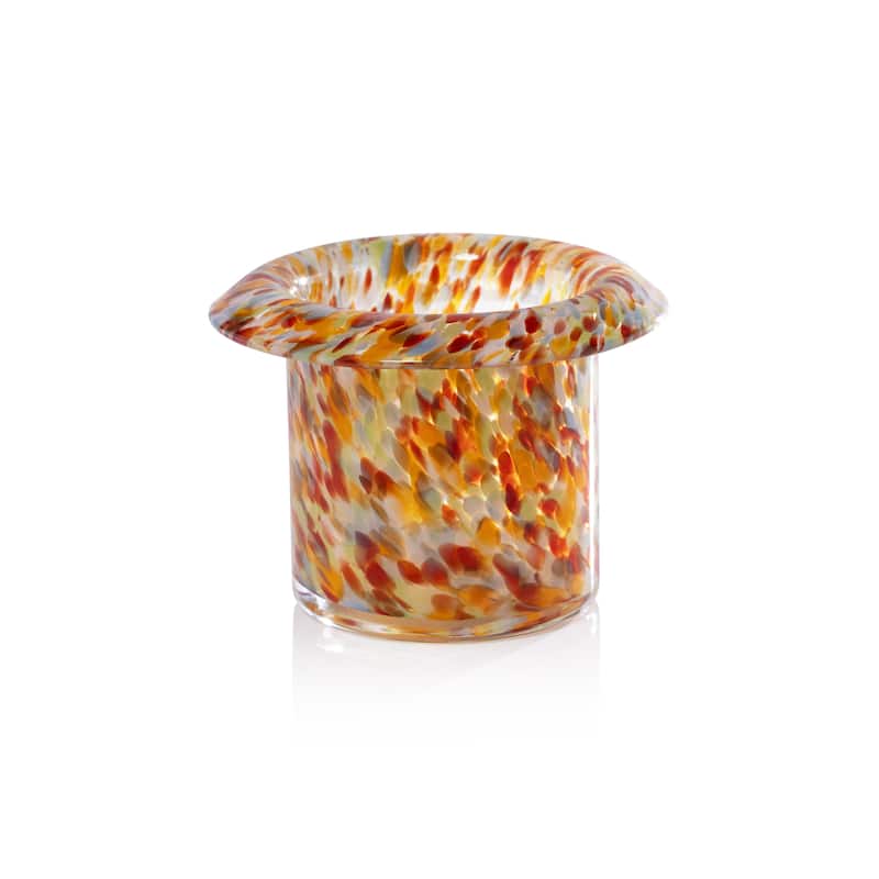 Celia 4-Piece Opal Confetti Glass Candle Holder/ Vase/ Planter Set - Amber Tones