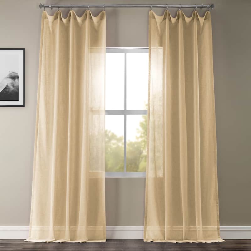 Exclusive Fabrics Solid Faux Linen Sheer Curtain (1 Panel) - 50 X 96 - Golden Haze