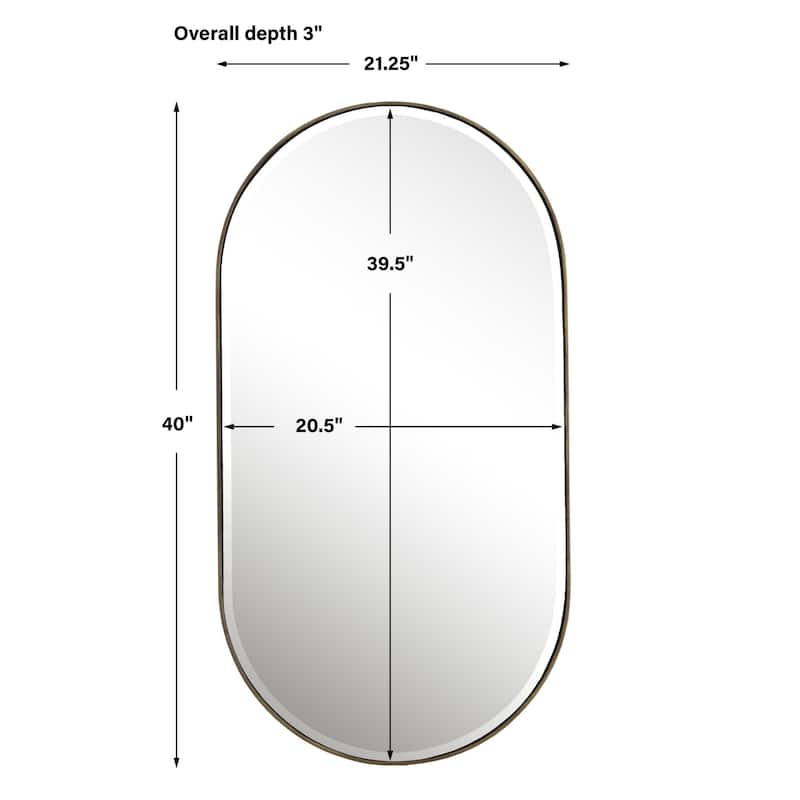 Uttermost 09914 Lago 21-1/4" W x 40" H Oval Framed Bathroom Mirror