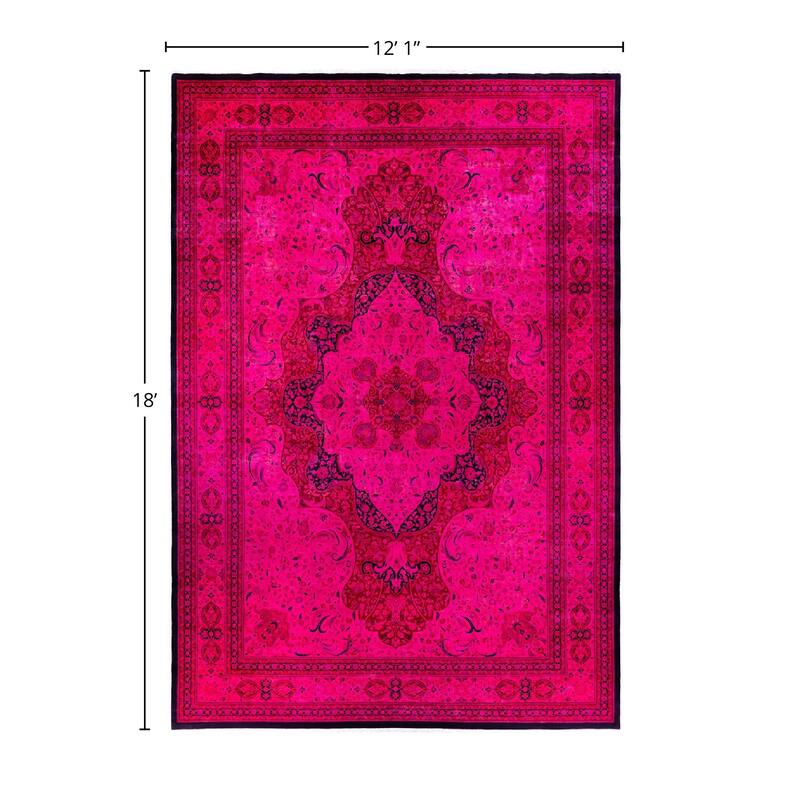 Overdyed, One-of-a-Kind Hand-Knotted Area Rug - Pink - 12' 1" x 18' 0"