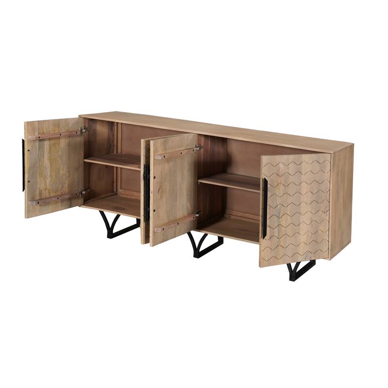 Sydney 4-door Geometric Pattern Solid Wood Sideboard