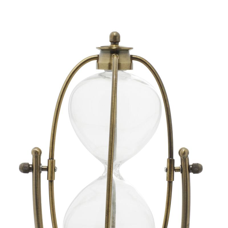 Glass Hourglass Sand Timer with Rotating Stand - Brass - Roche River Decor