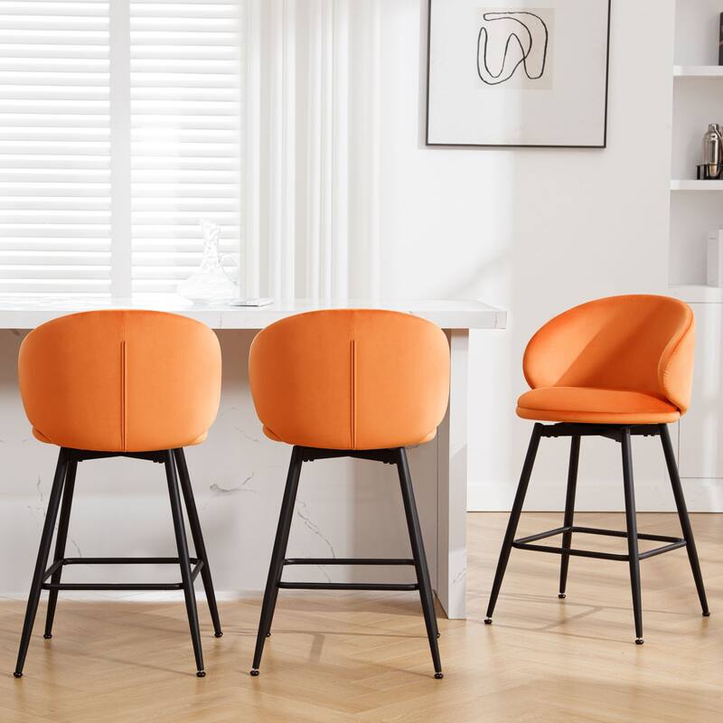 26"/30" Velvet Upholstered Swivel Counter/Bar Stools Set of 2/3