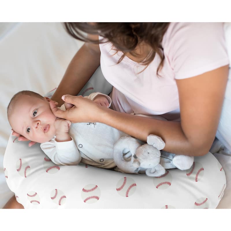 Sweet Jojo Designs Baseball Sports Nursing Breastfeeding Pillow Cover Case (Pillow Not Included) Red and White Americana
