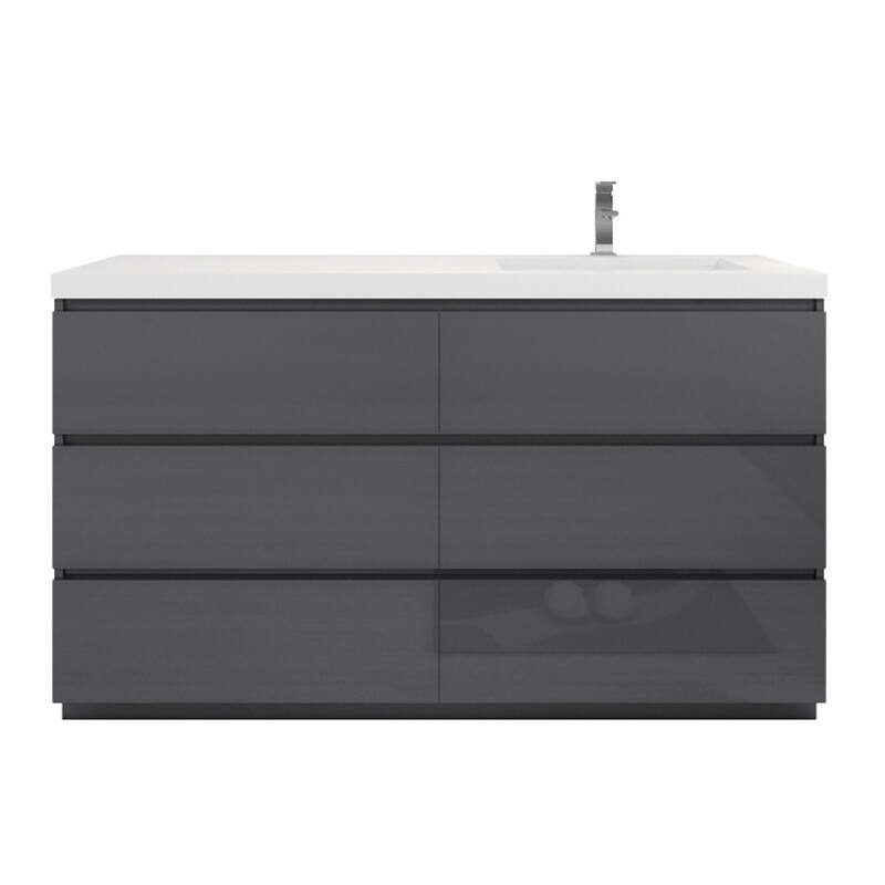 Aron 60'' Freestanding Vanity with Right Single Sink