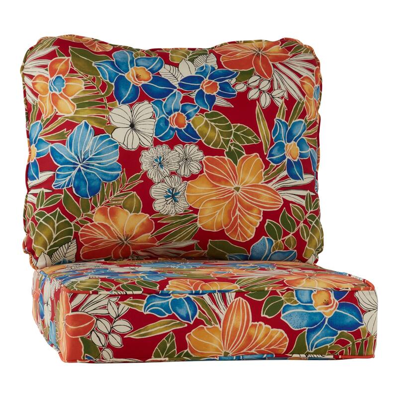 Outdoor 2-Piece Reversible Deep Seat Cushion Set (Cushions Only) - Aloha Red