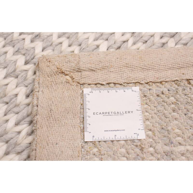 ECARPETGALLERY Braid weave Sienna Grey Wool Rug - 7'5 x 9'9