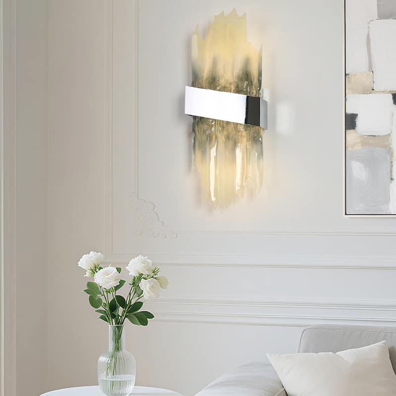 Modern LED Chrome Resin Wall Sconce Dimmable Vanity Light - W 8.6" x L 22.2" x H 3.9"