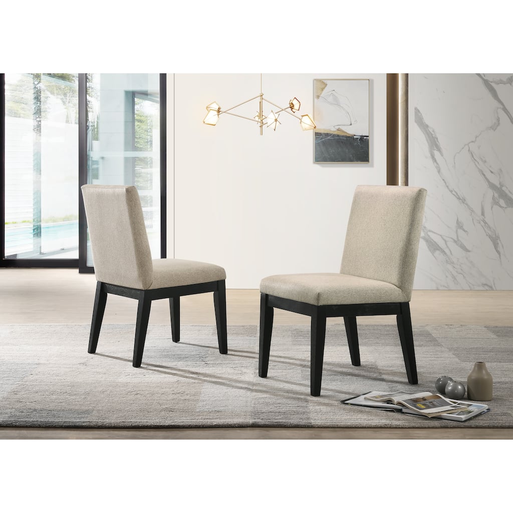 Set of 2 Beige Contemporary Fabric 19" Dining Chair