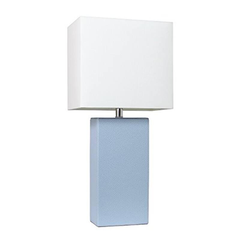 21 in. Periwinkle Finish Table Lamp with White Shade, Sturdy Table Lamp for Living Rooms and Bedrooms