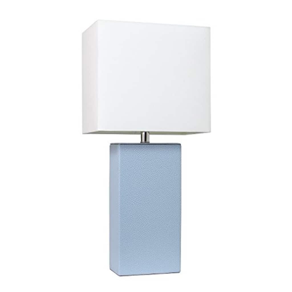 21 in. Periwinkle Finish Table Lamp with White Shade, Sturdy Table Lamp for Living Rooms and Bedrooms