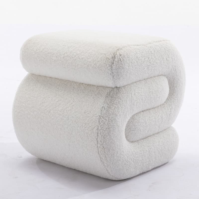 Teddy Fabric S-shape Ottoman Makeup Stool Footstool