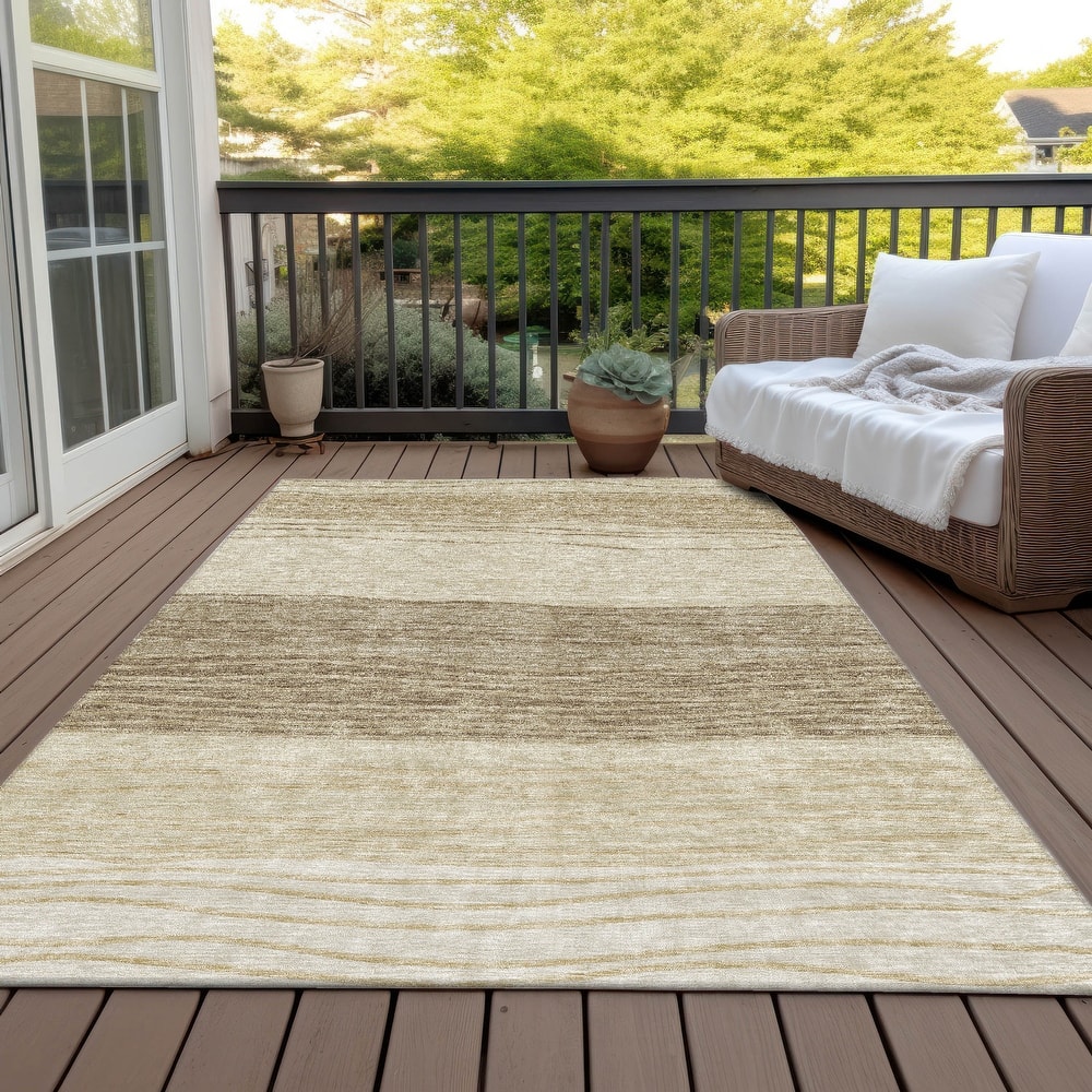 Machine Washable Indoor/ Outdoor Chantille Modern Stripes Rug