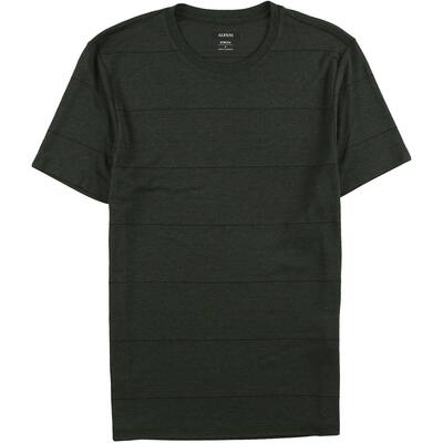 Alfani Mens Premium Stripe Basic T-Shirt, Green, Small
