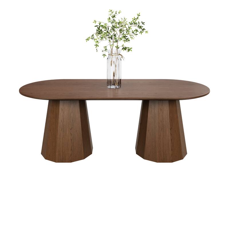 86" Double Pedestal Solid Wood Dining Table
