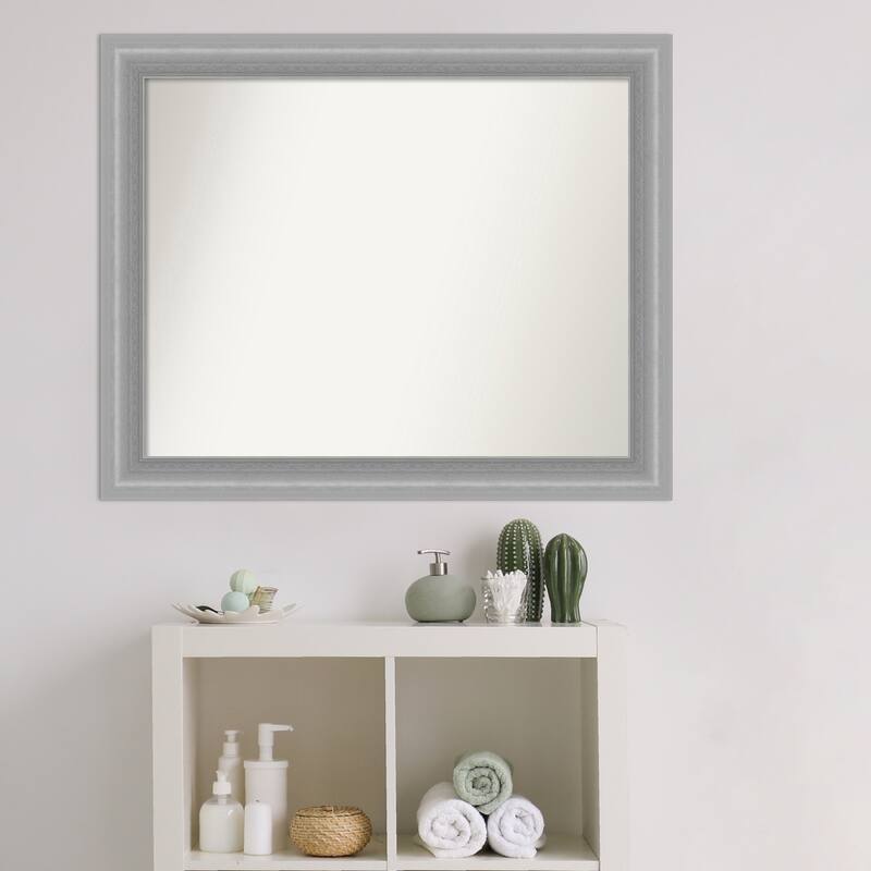 Non-Beveled Bathroom Wall Mirror - Peak Polished Nickel Narrow Frame