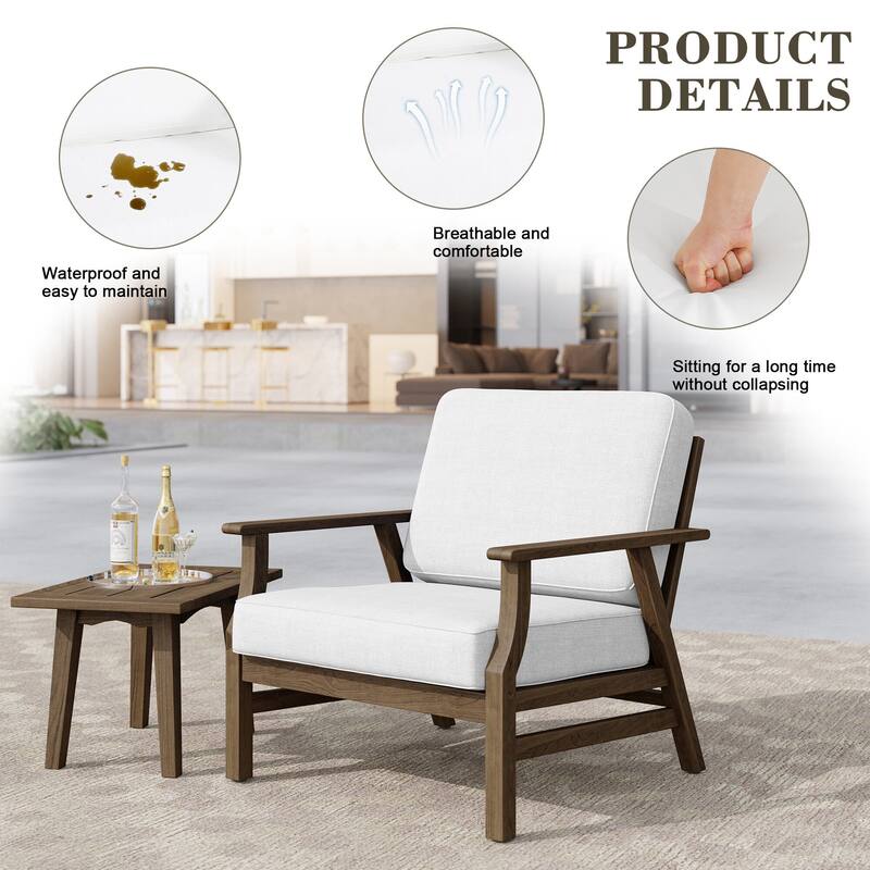 Jamie 2 Set 31" W Outdoor Acacia Wood Club Chairs with Cushions