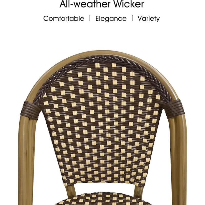 PURPLE LEAF Outdoor Dining Chairs (Set of 2) French Hand-Woven Aluminum Wicker Chairs