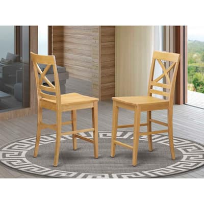 Set of 2 Counter Height X Back Wooden Bar Stools with Buttermilk and Cherry Finish, Comfortable Kitchen Island Chairs