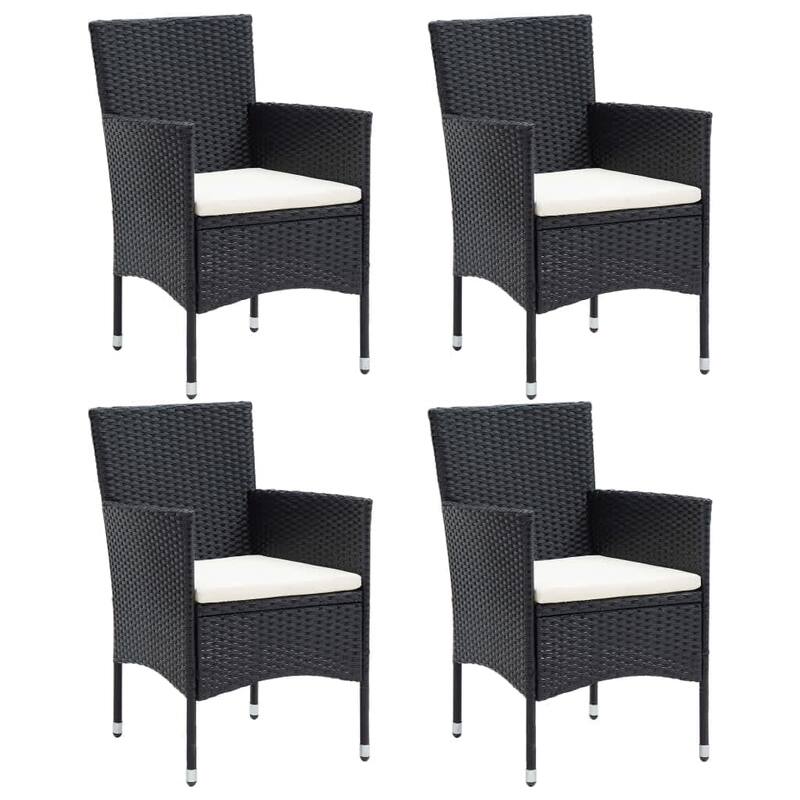 vidaXL Patio Dining Set with Cushions Poly Rattan