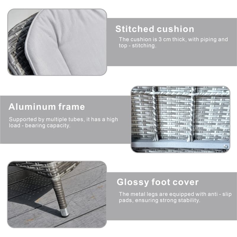 Modern 5-piece Aluminum Outdoor Hand-woven PE Rattan Dining Set with Adjustable Fire Pit Table