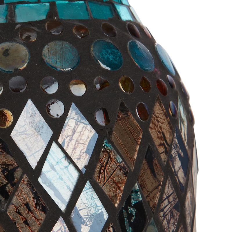 Metal Mosaic Hanging Glass Crystal Table Lamp - 13"L x 13"W x 24.25"H