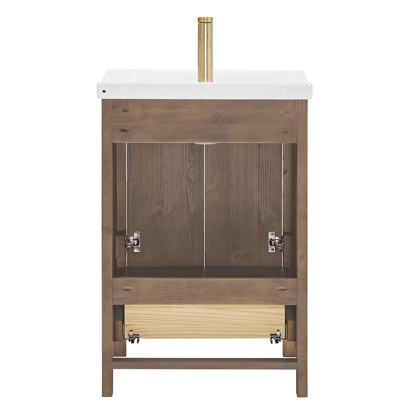 Gela Single Bath Vanity with Ceramic Basin Top without Mirror