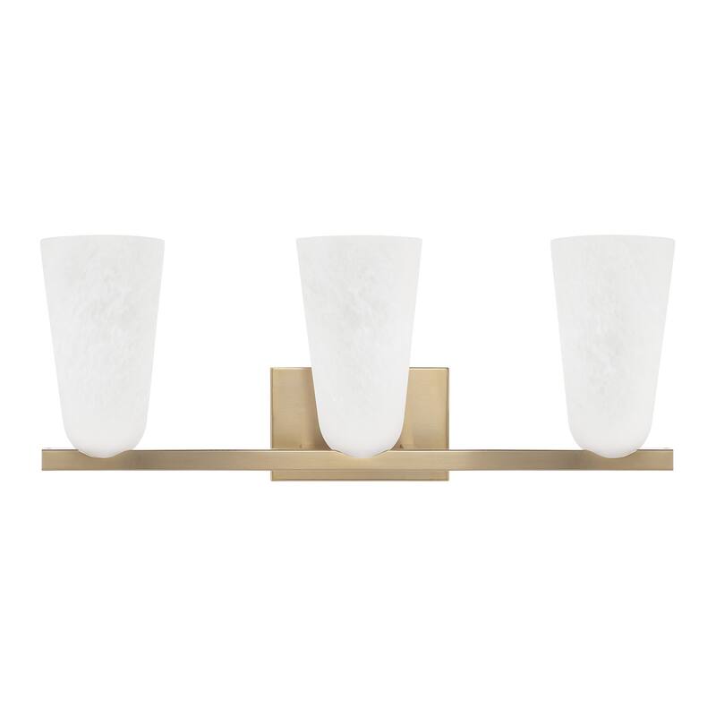 24" W x 9.5" H 3-Light Vanity in Matte Brass with Faux Alabaster Glass - 24"W x 9.25"H x 8"E