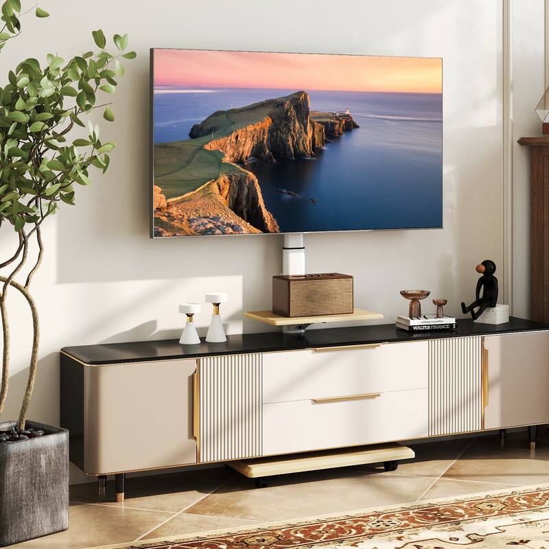 Gymax Rolling TV Stand on Wheels w/30 Degree Tilt Mount Adjustable