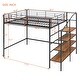 preview thumbnail 7 of 16, Full Size Metal Loft Bed with Storage Ladder and Grid Shelf