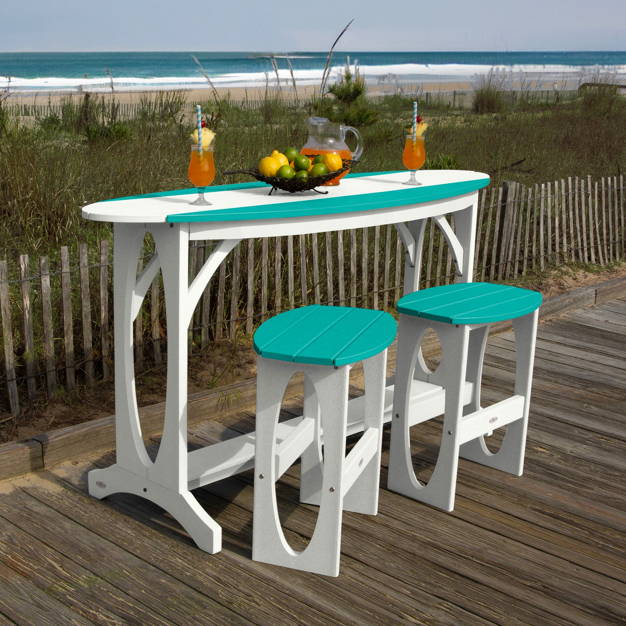 BAHIA VERDE OUTDOORS Shoreline Surfboard 3-Piece Bar Height Balcony Set