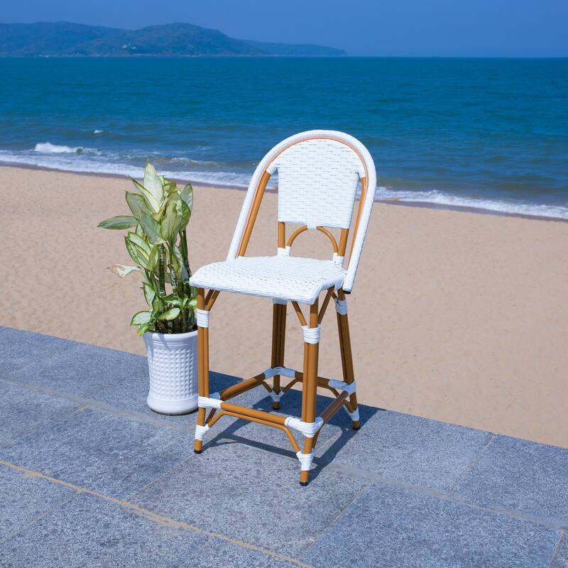 SAFAVIEH Leonica Outdoor Bistro 25-inch Seat Height Counter Stool (Fully Assembled) - 20"W x 21"D x 43"H