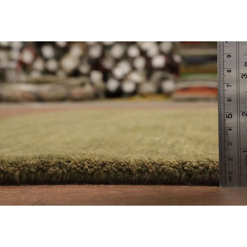 Hand Knotted Oriental 100% Wool Carpet Modern Solid Green Gabbeh Area Rug - 5' 11'' X 3' 10''