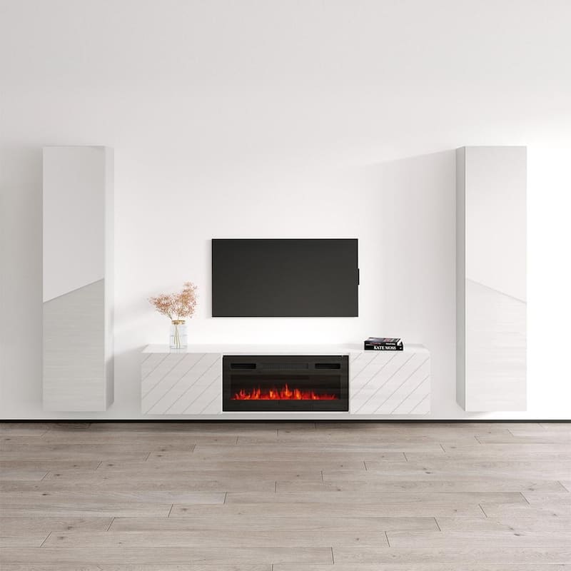 Luxe BL-EF Floating Fireplace Entertainment Center - 40 - White
