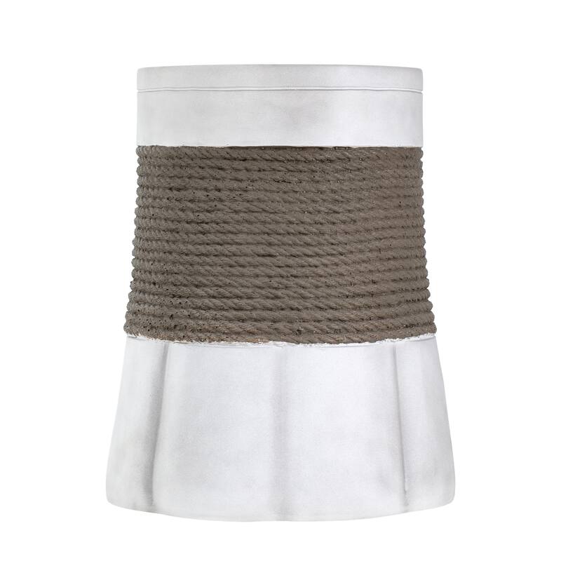 Outdoor Light Gray Brown Retro Woven Rope & Fan-Base MGO Side Table End Table for Home, Office, Living Room Outdoor