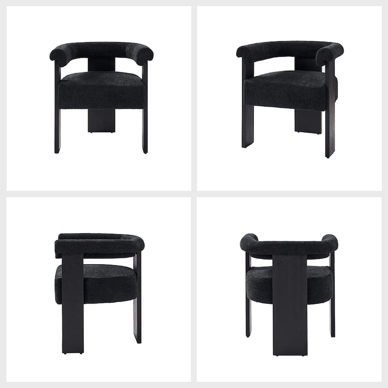 Georg Modern Boucle Dining Chair with Solid Wood Legs Set of 6 by HULALA HOME