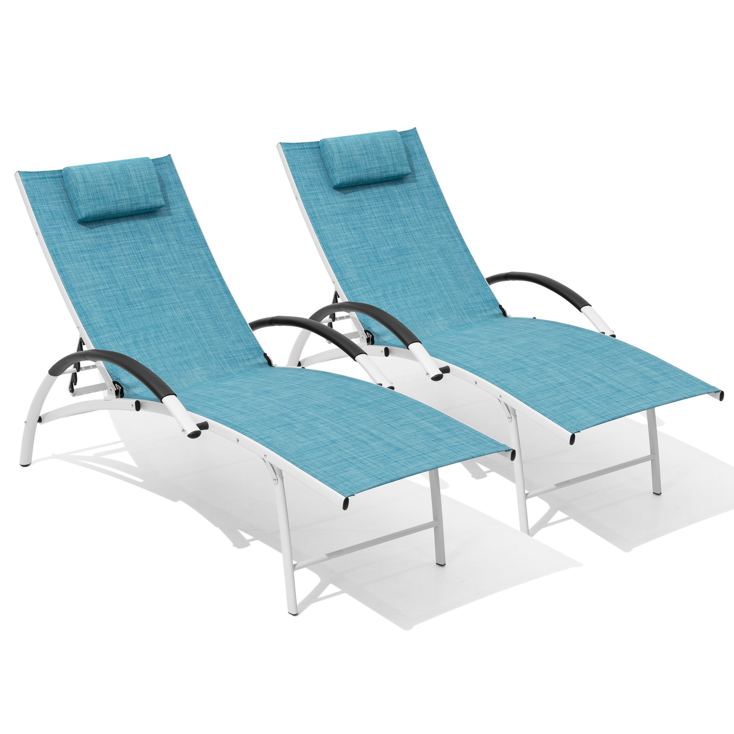 Adjustable Outdoor Reclining Chaise Lounge Chair with Arms-image