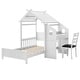 preview thumbnail 1 of 4, Teens Twin Bed w/ Desk Chair 2 Drawers Windmill Fence & Headboard White