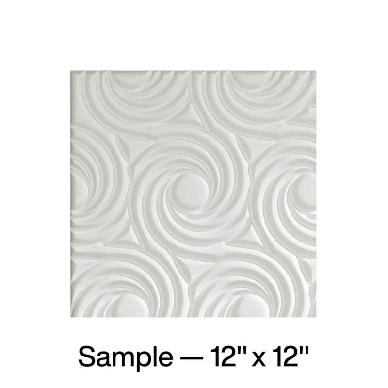 FASÄDE Cyclone Decorative Vinyl 2ft x 2ft Glue Up Ceiling Panel in Gloss White 5 Pack - 12 x 12 Inch Sample - Matte White