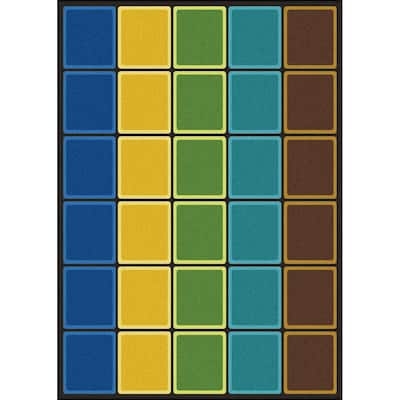 Joy Carpets Blocks Abound 7'8" x 10'9" area rug in color Earthtone - 7'8" x 10'9"