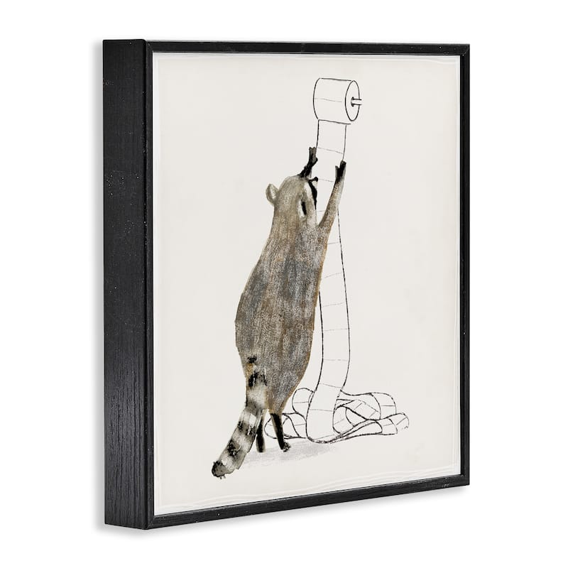 Stupell Toilet Paper Hoarder Woodland Animal Framed Wall Art, 12 x 12