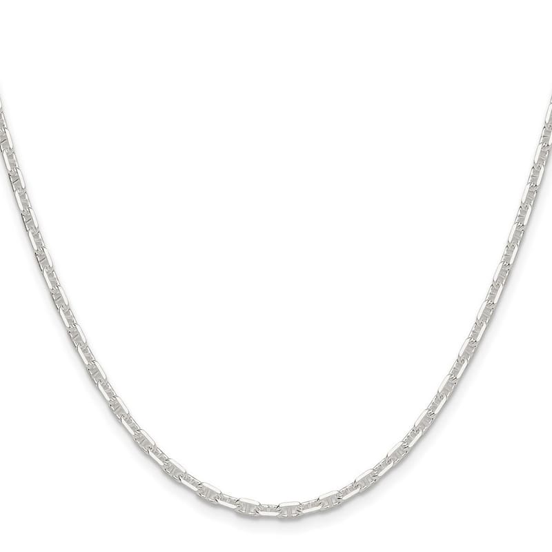 Curata 925 Sterling Silver 3-dimensional 3mm Anchor Mariner Chain Necklace