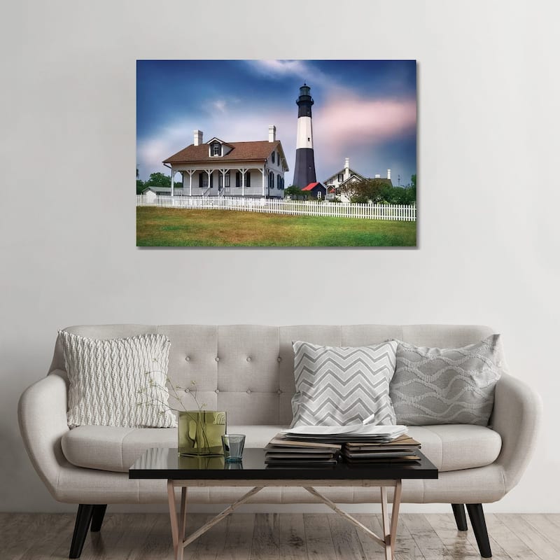 iCanvas "Tybee Island Lighthouse With The Keeper's Cottage, Savannah Beach, Georgia" by George Oze Canvas Print - 32x48x1.5