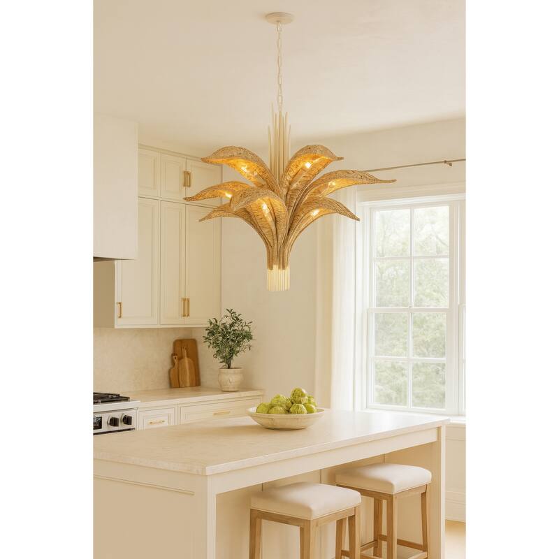 Varaluz Century Palm 9-Light 3-Tier Chandelier - Country White
