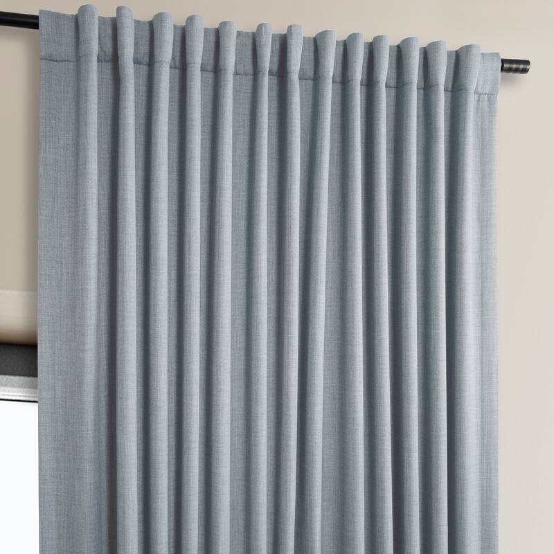 Exclusive Fabrics Faux Linen Extra Wide Room Darkening Curtains Panel - Versatile Privacy Drapery for Wide Windows (1 Panel) - 100 X 120 - Heather Grey