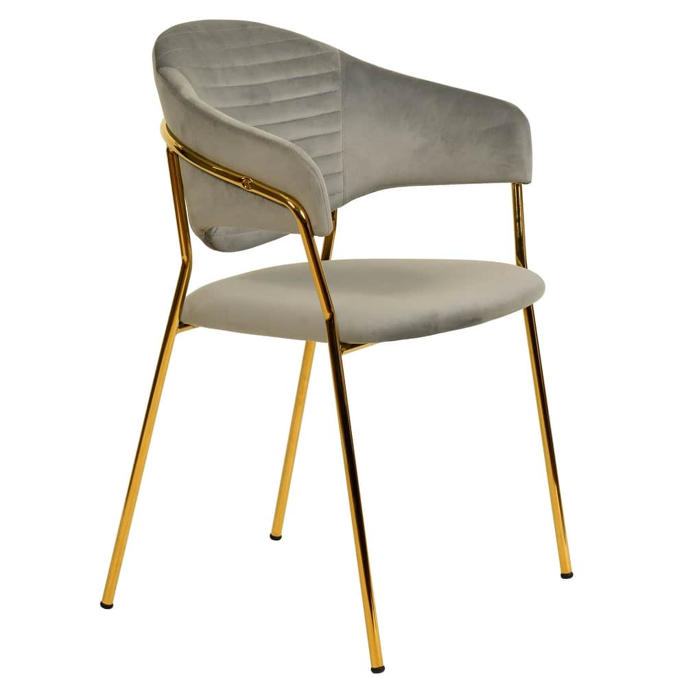 Bella Modern Mid-Century Leather/Velvet Dining Chair with Gold Stainless Steel Legs for Home, kitchen, Living Room, or Office