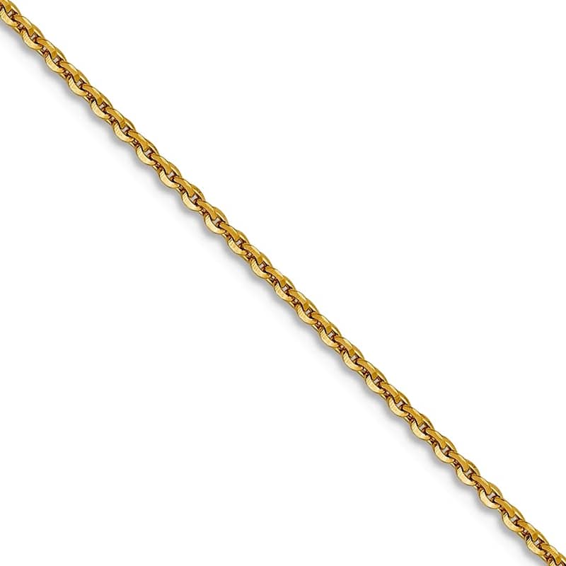 Curata 10k Yellow Gold 1.0mm Diamond Cut Cable Chain Necklace (Lobster)