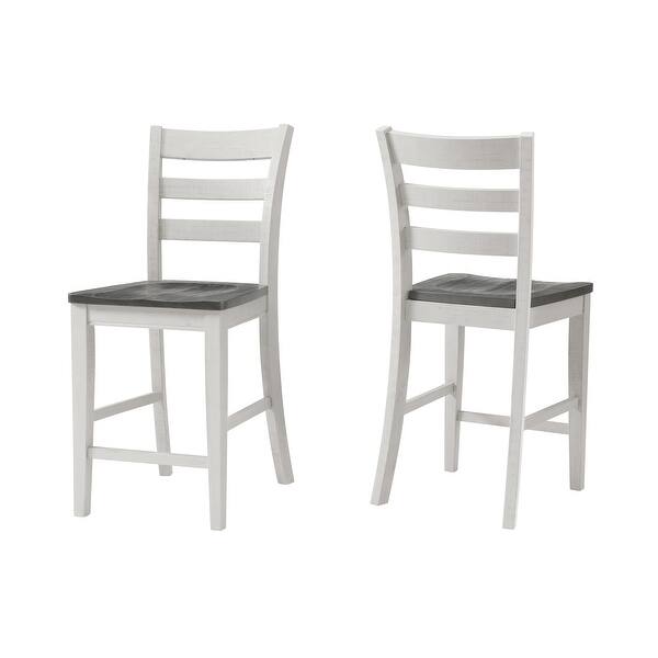slide 2 of 7, Monterey Solid Wood Counter Height Dining Chair (Set of 2), White Stain and Grey Set of 2 - Counter height - White Stain and Grey