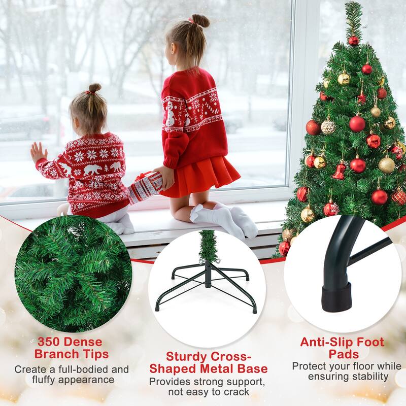 5 Feet Artificial PVC Hinged Christmas Tree with Solid Metal Stand