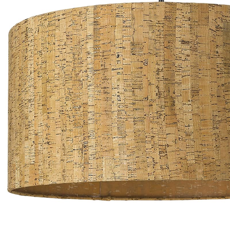 HomeRoots Matte Black Cork Shade Modern One Light Hanging Pendent Lamp - 17.75' X '9' X '17.75